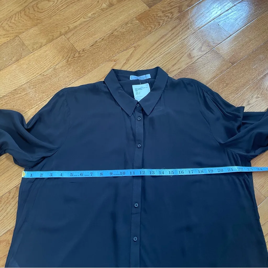 Mango viscose button down long sleeves shirt  feather lightweight Black Sz 12 - Image 11