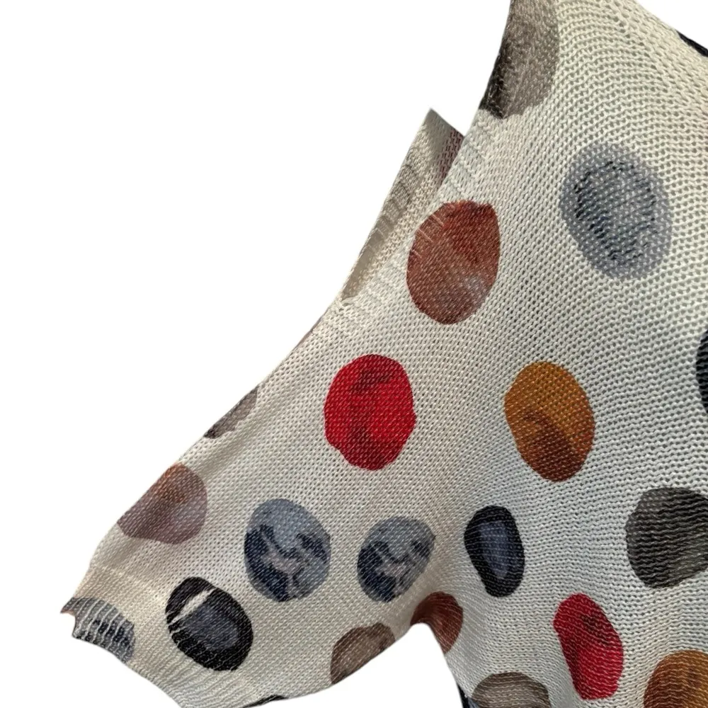 Luisa Ricci Polka Dot Knit Sweater Sz L Cold Shoulder Cropped Made in Italy White Size L - Image 4