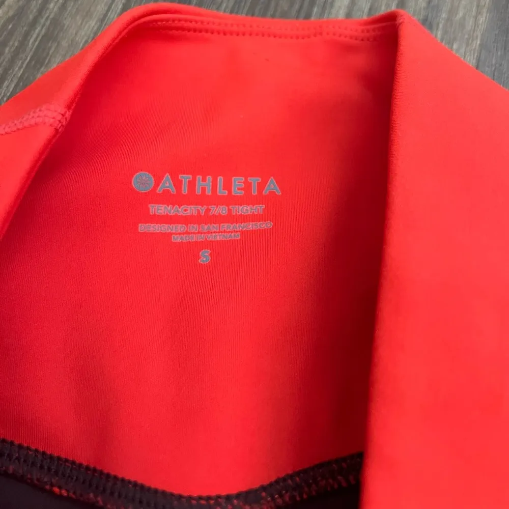 Athleta Tenacity 7/8 Tights Leggings | Burgundy/Orange | Small - Image 10