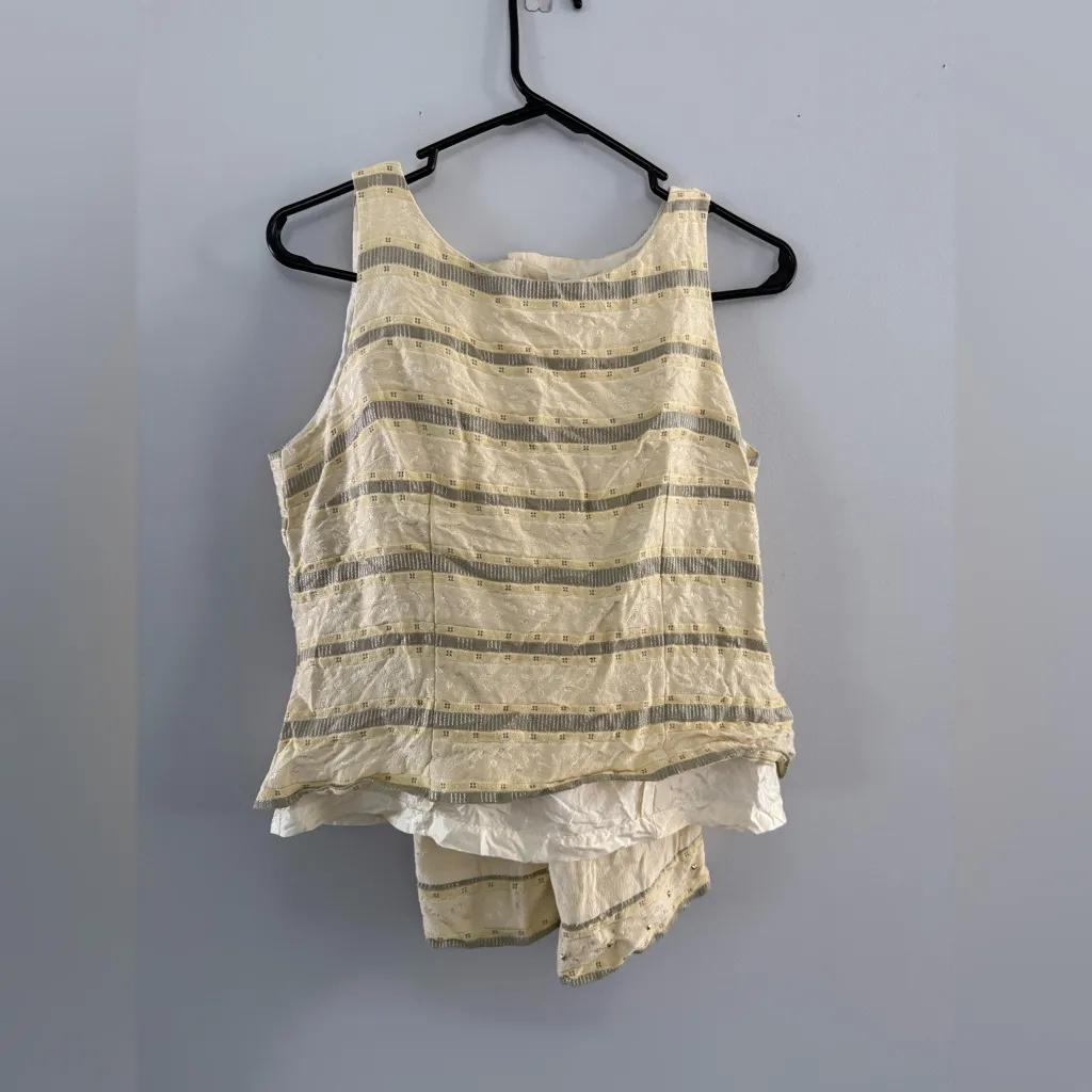 VTG POSITIVE ATTITUDE Pantsuit Set Tank Top Pattern Yellow Boho Size S M Size 10 - Image 12