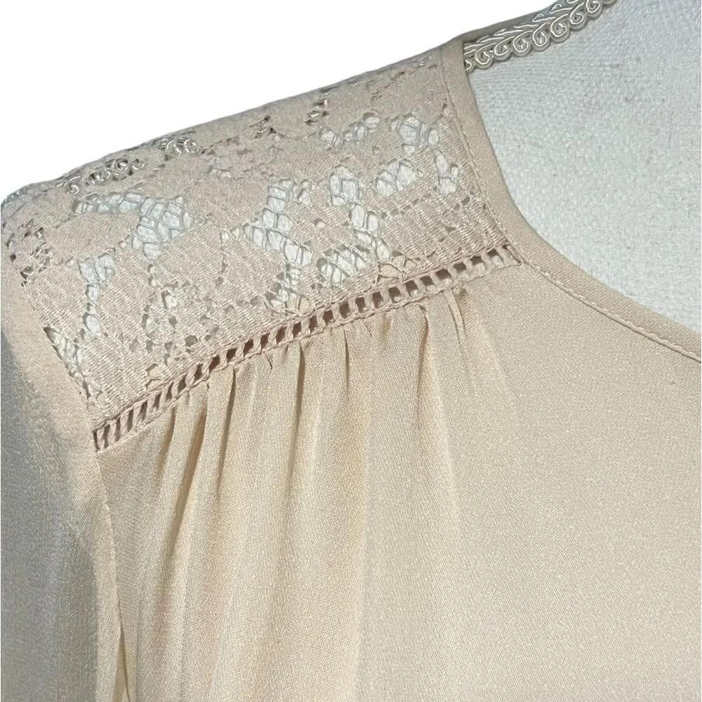 Rebecca Taylor Womens Silk Tunic Top Size 8 Lace Coquette Career Feminine Office - Image 3