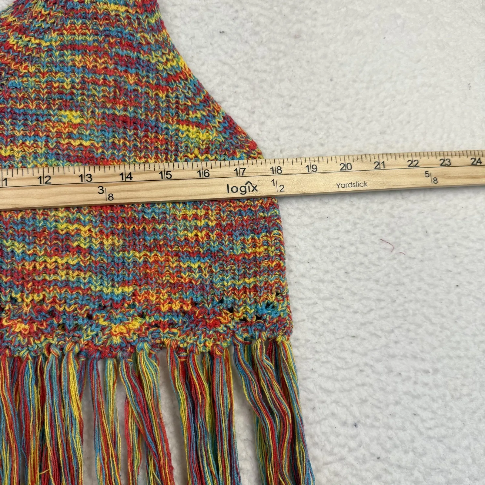 Amoli Fringe Knit Crop Top Womens Small Medium Multicolor Festival Boho Tank S/M - Image 7