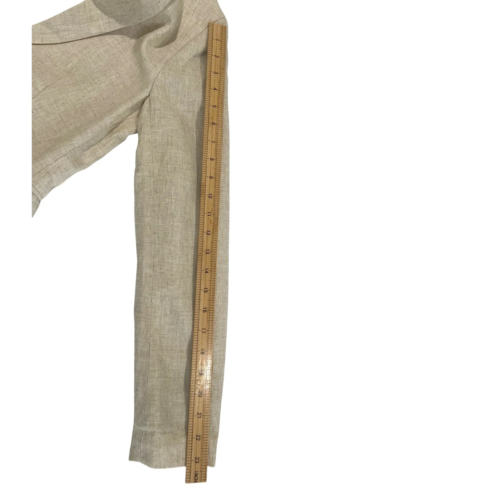 British Khaki One Button Woven Linen Structured Blazer Women's Size XS Light Tan - Image 9