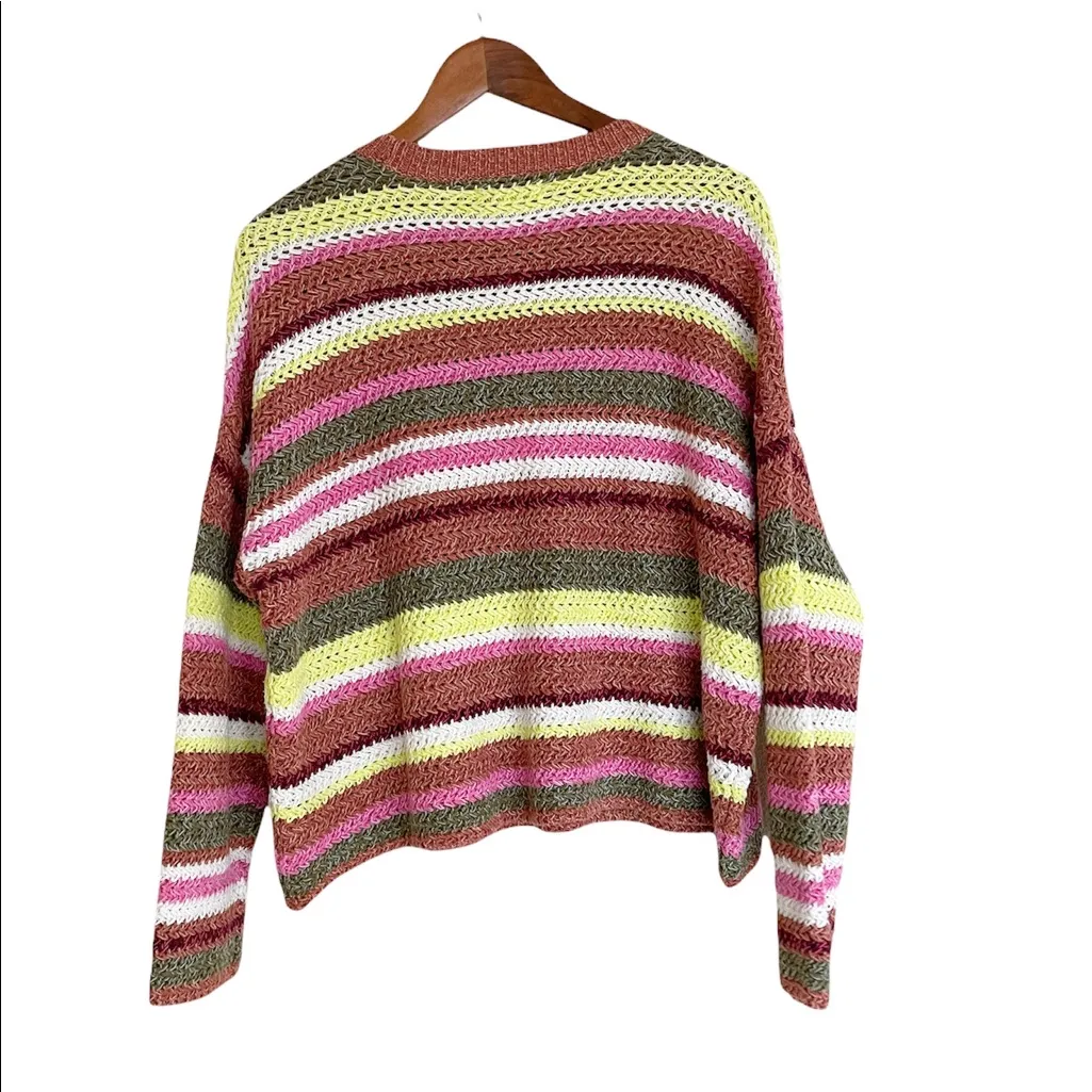 NWOT American Eagle Outfitters Multicolored Rainbows Striped Knit Sweater - Image 5