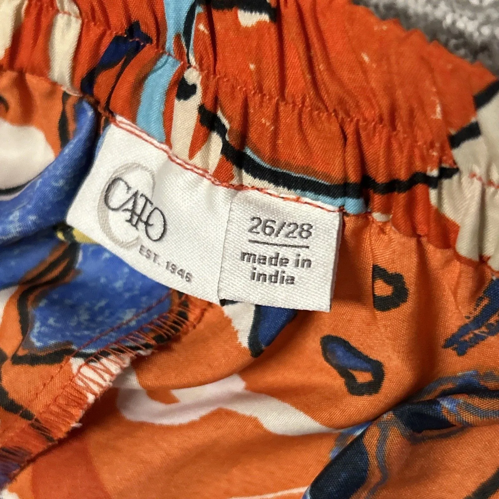 Cato Skirt Womens 26 28 Maxi Pull On Long Flowy Orange Floral Artsy Blue Flowers - Image 3