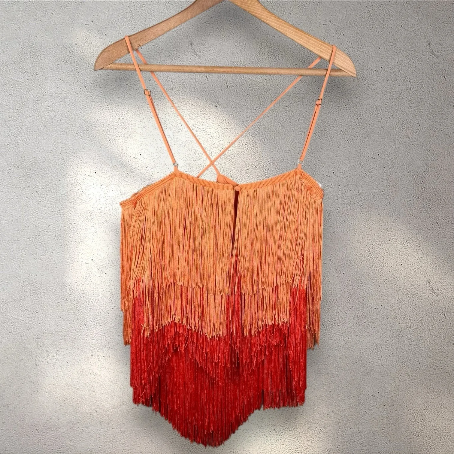 Dundas x Revolve Bonham Fringe Top Orange Ombré Sz L Size L - Image 4
