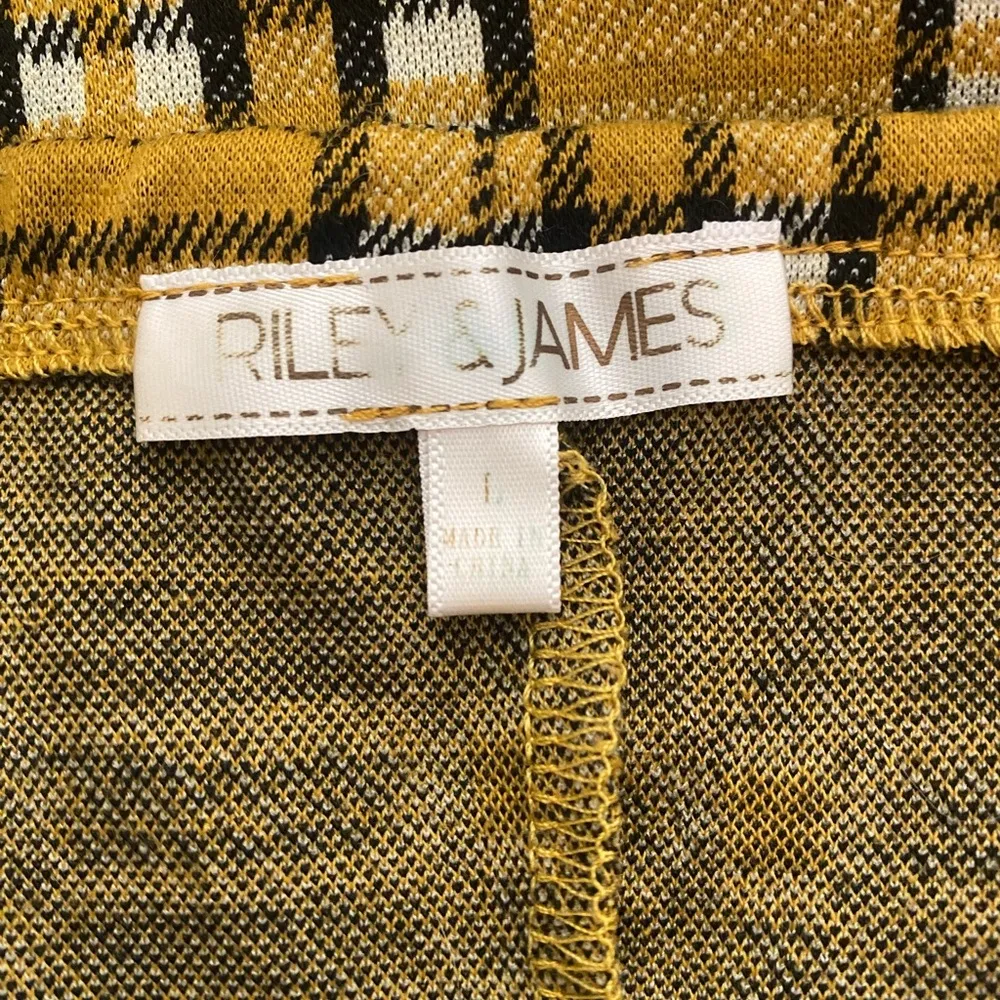 💥Riley & James Women Retro Vibes Plaid Bodycon Dress Mustard Yellow L - Image 6