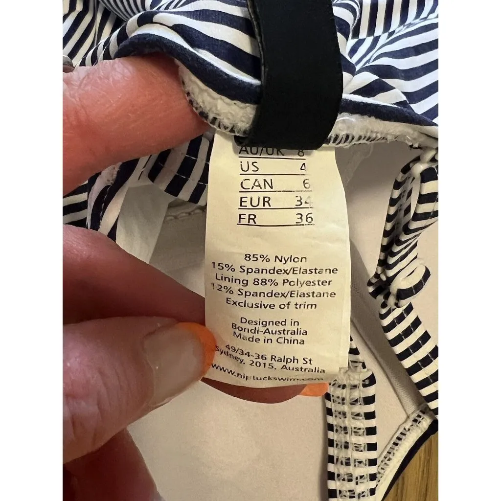 Nip Tuck Swim‎ Navy & White One Piece Multi Fit Cup Bathing Suit USA Size 4 - Image 10