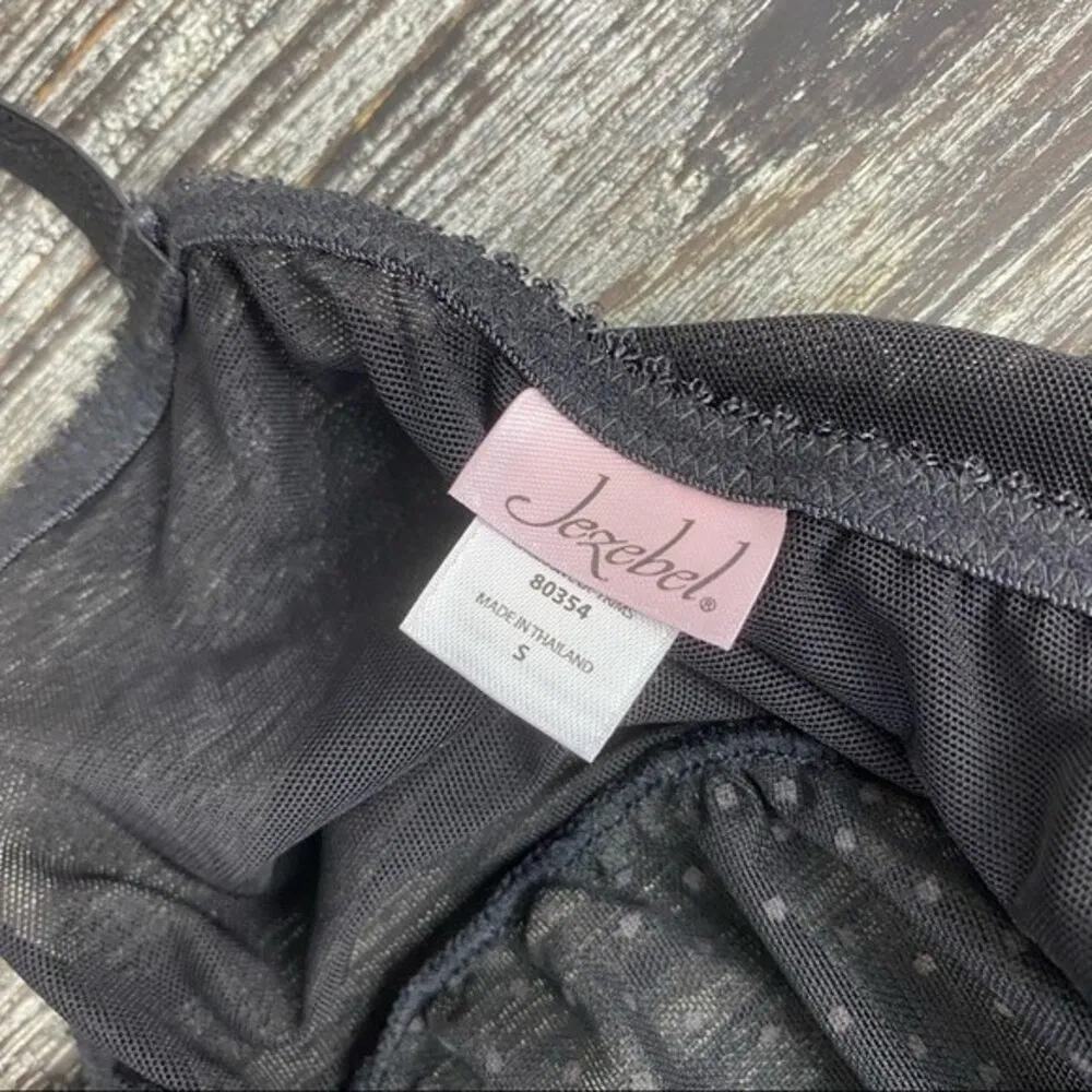 Jezebel Black Sheer Polka Dot Camisole Top S - Image 4