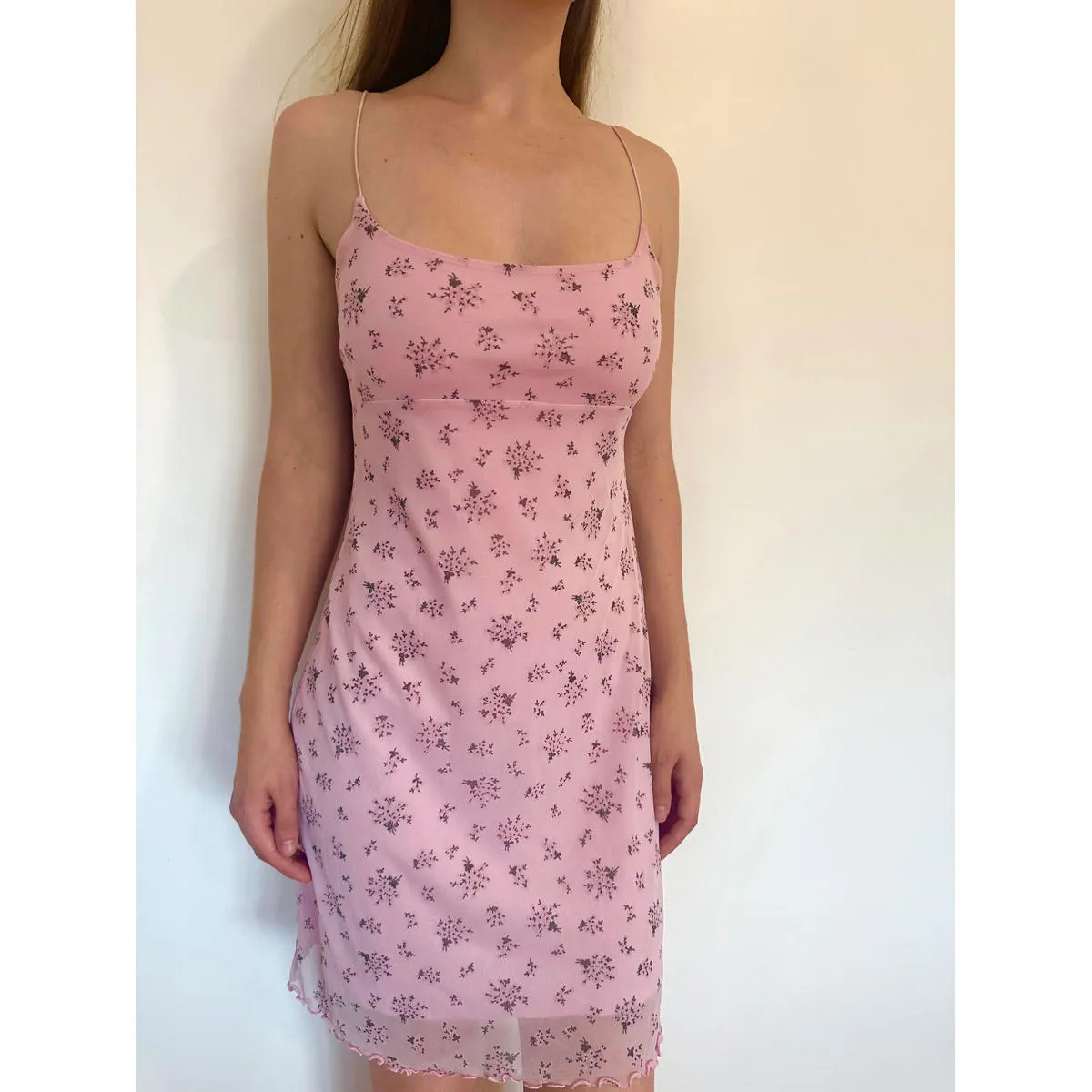 Dainty Light Pink Floral Mesh Overlay Y2k Pimkie Dress - Image 2