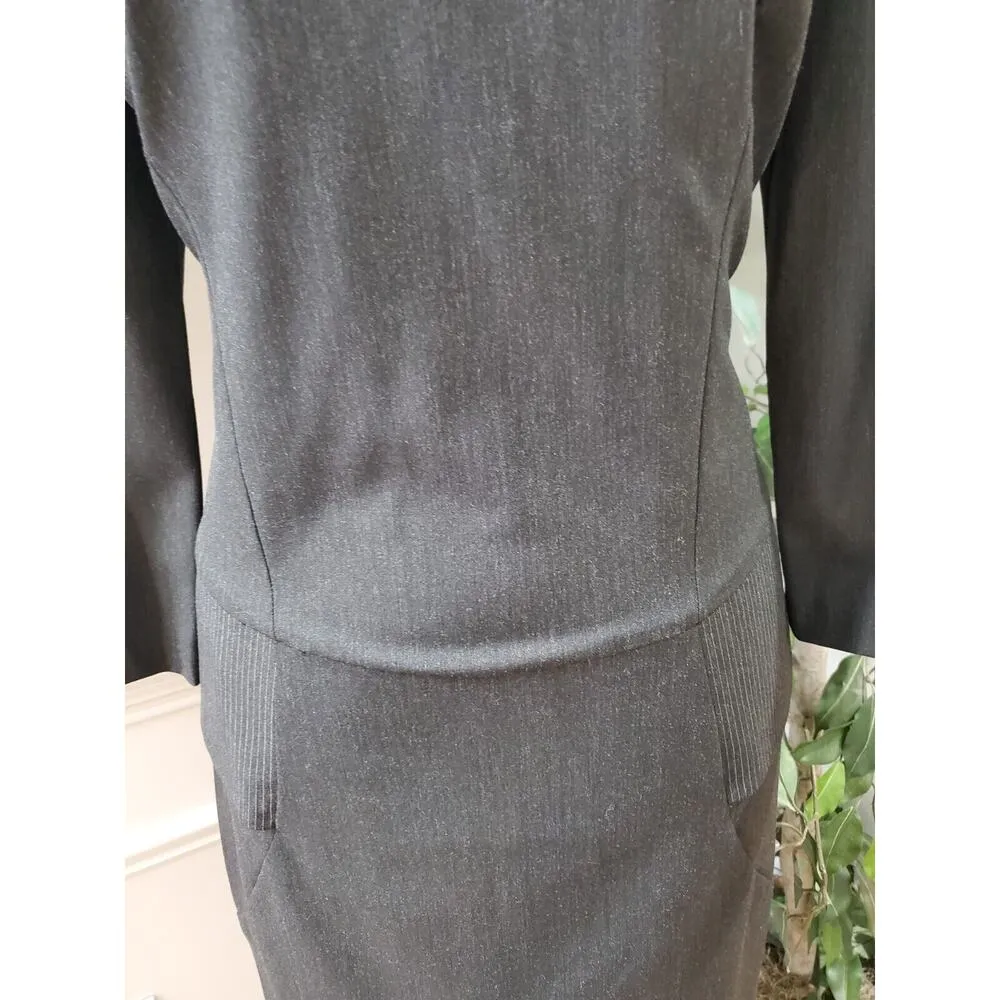 Wame Women's Gray Solid Polyester Round Neck Long Sleeve Knee Length Dress 44 Size undefined - Image 3