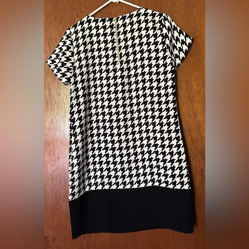 NWOT Cynthia Rowley gold zip Houndstooth short sleeve Sheath size 6 - Image 3