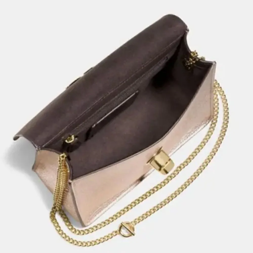 Coach‎ Women's Turnlock Chain Crossbody Leather Bag, Platinum/Gold, NWOT - Image 14