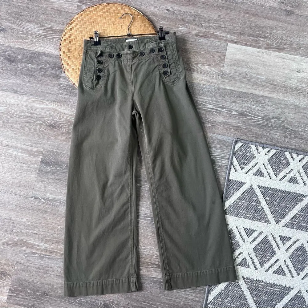 ALC pierce twill sailor pant in army green‎ wide leg women’s size 2 (small flaw) - Image 3