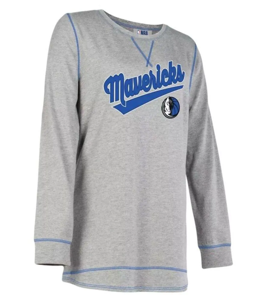 NBA Dallas Mavericks Women's Long Sleeve Team Slugger Crew Neck Shirt Gray, S - Image 4