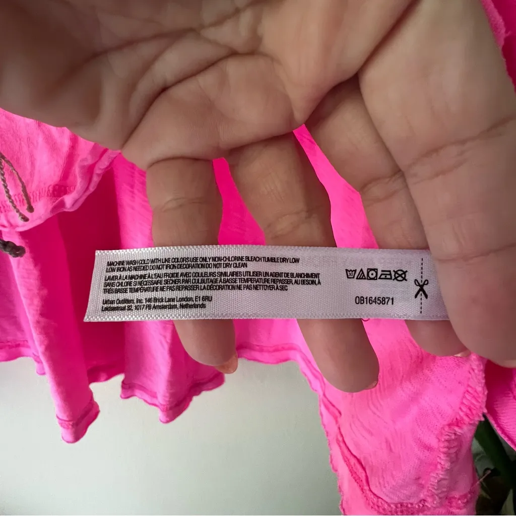 FREE‎ PEOPLE Ten Laps Asymmetric Long Sleeve Cotton Top pink Women’s SIZE SMALL - Image 5