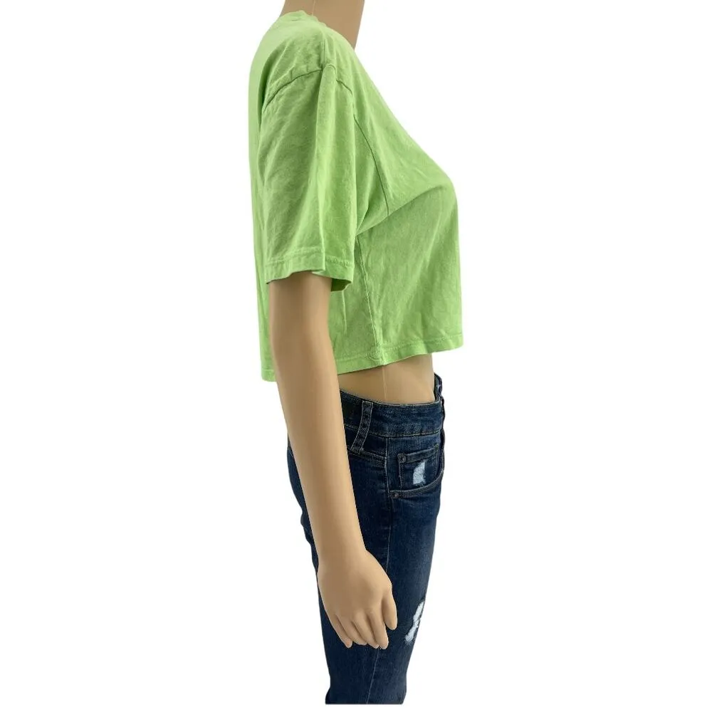 Truly Madly Deeply (S) Green Worn In Distressed Crop Top Tee Shirt - Image 4