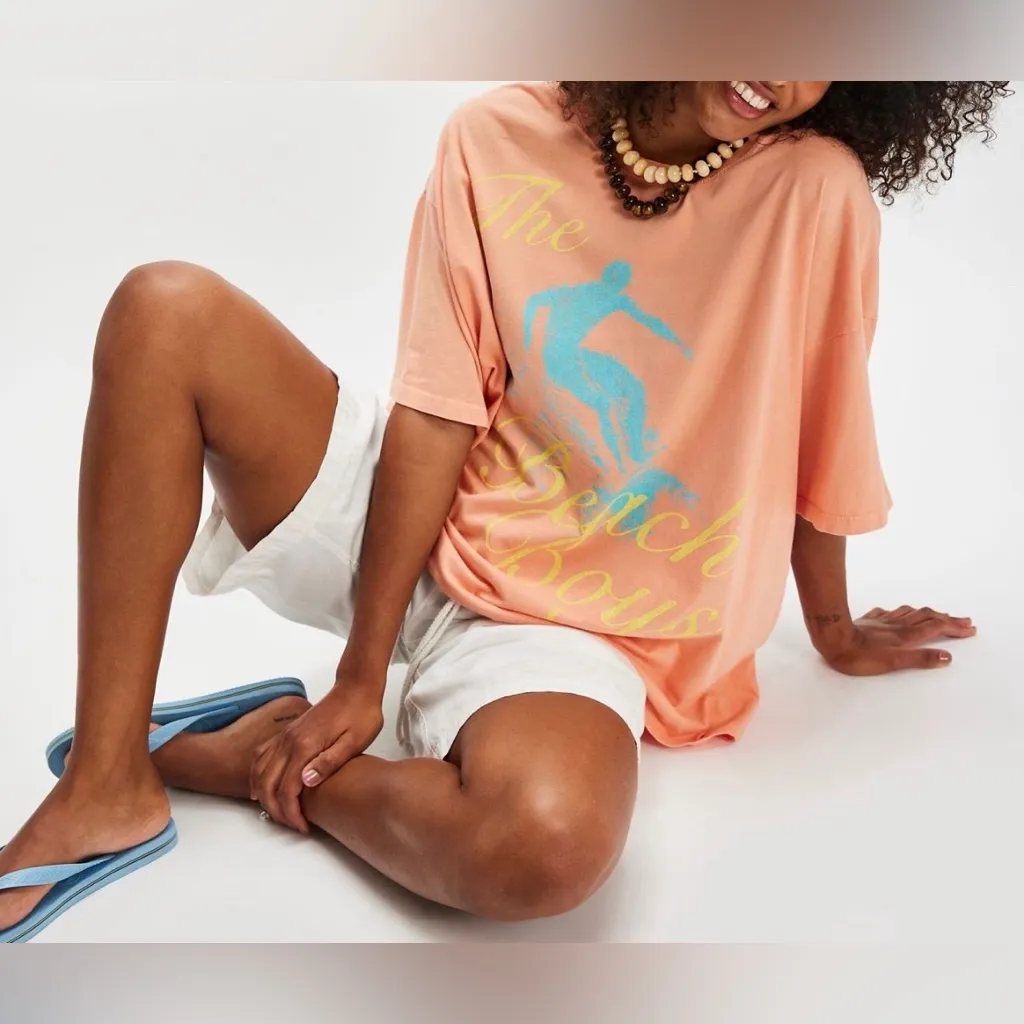 NWT Free People Daydreamer The Beach Boys Surfer Tee - peach - One Size OS - Image 3