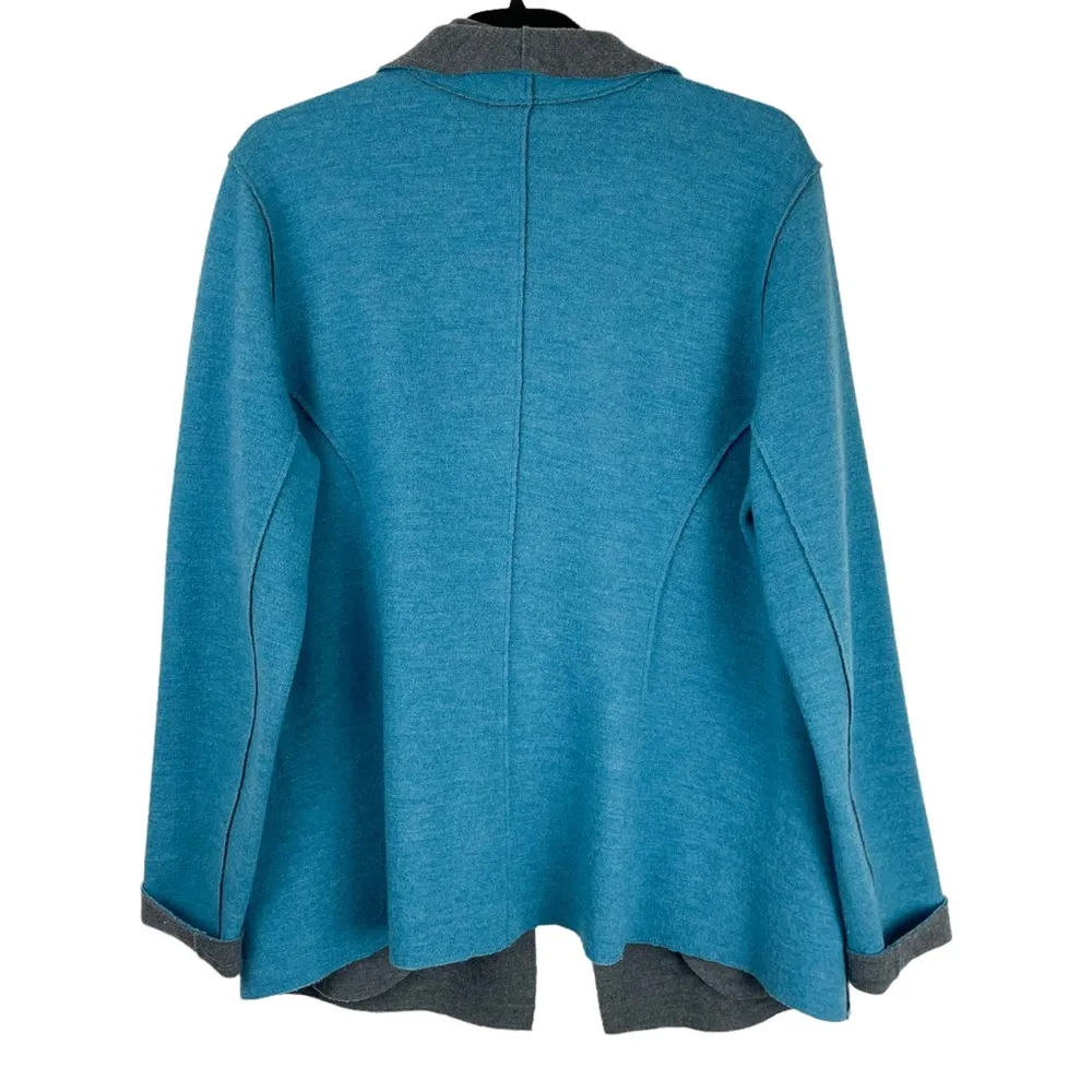 Eileen Fisher Womens Sweater Jacket Shaped Merino Wool Double Knit Sz Large - Image 3