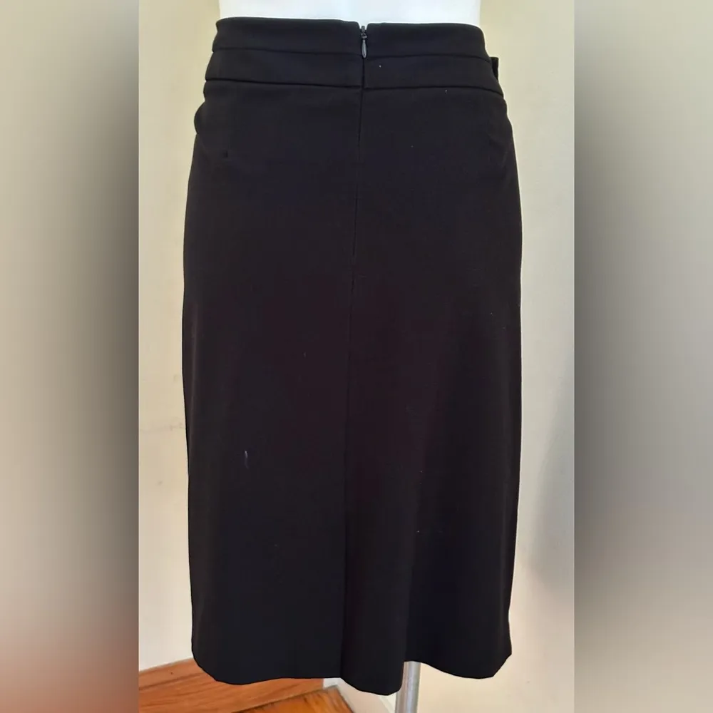 George Black Midi Skirt Closure Zipper In Back Fully Lined Liner Has Rip Sz 16 - Image 4