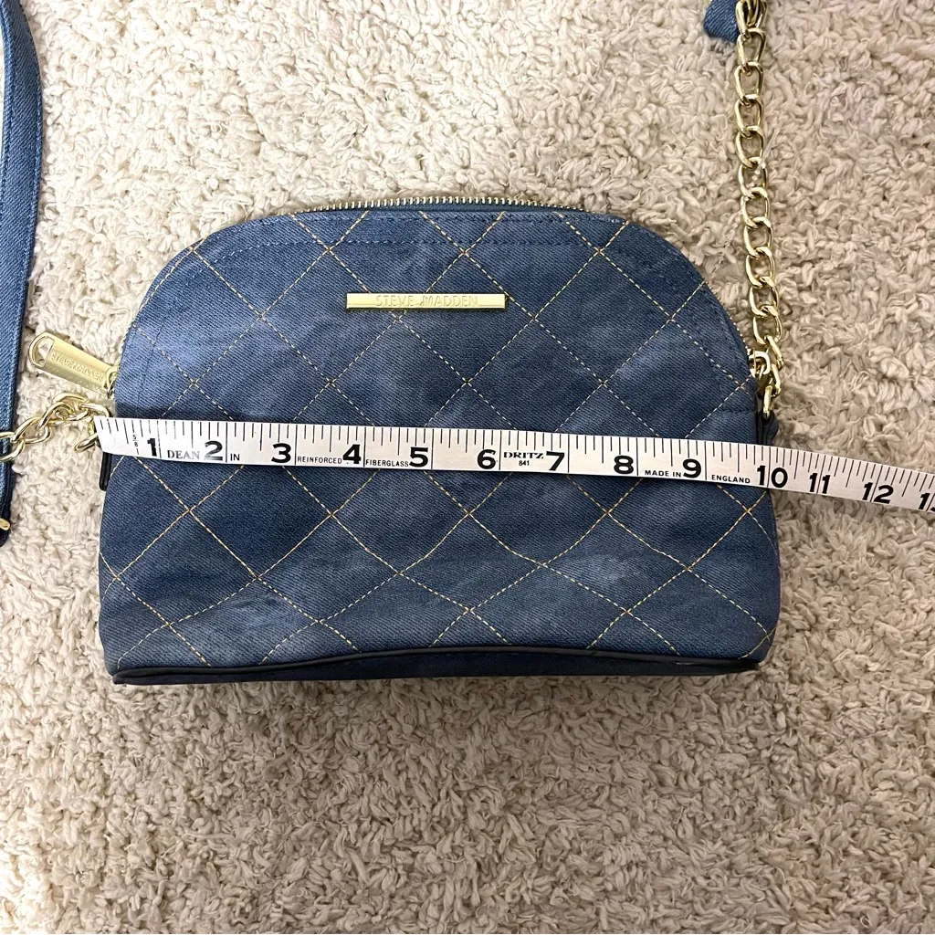 Steve Madden Denim Blue Quilted Crossbody Bag - Image 3