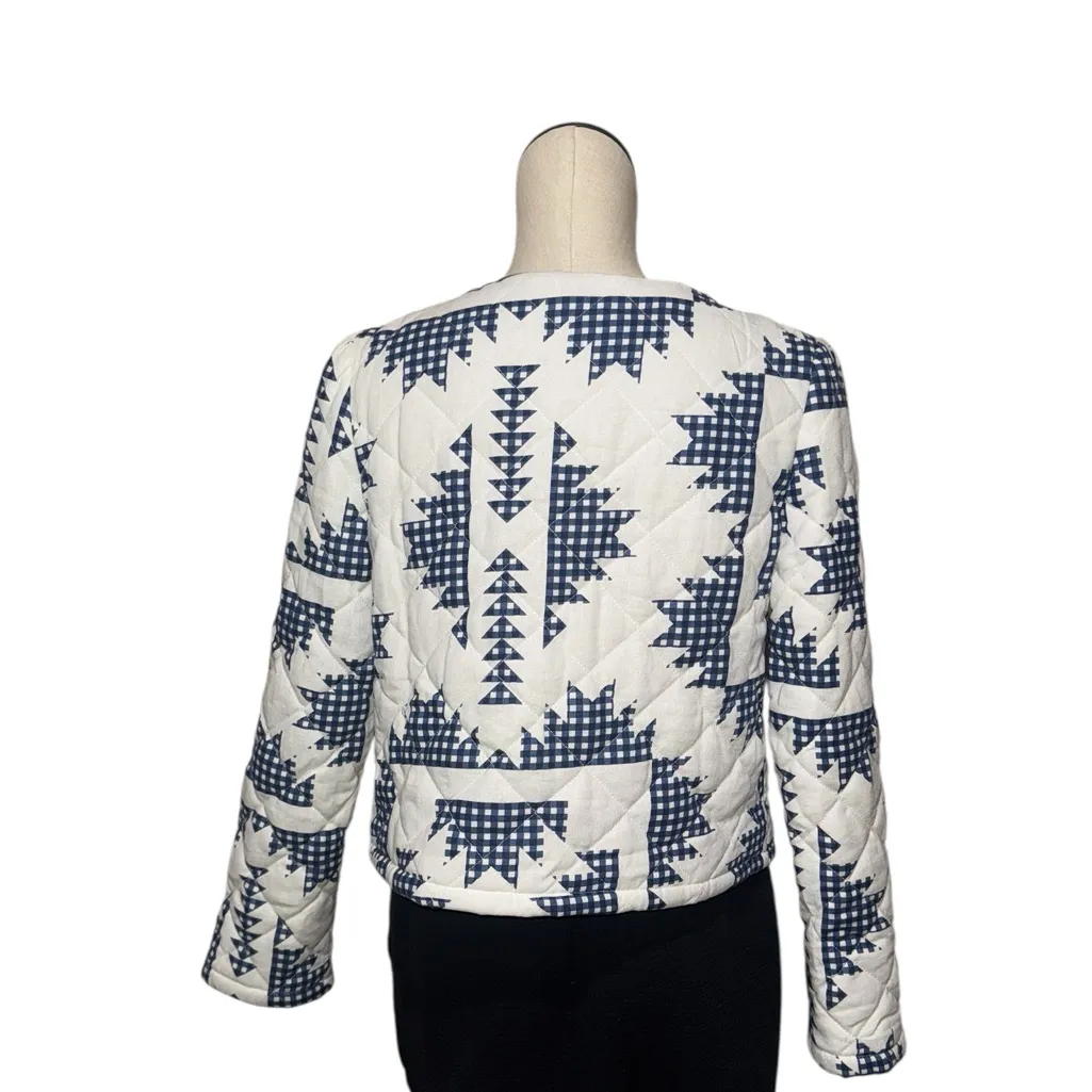 NWT Quilted Jacket Geometric Pattern, Size M, Casual Open - Image 4
