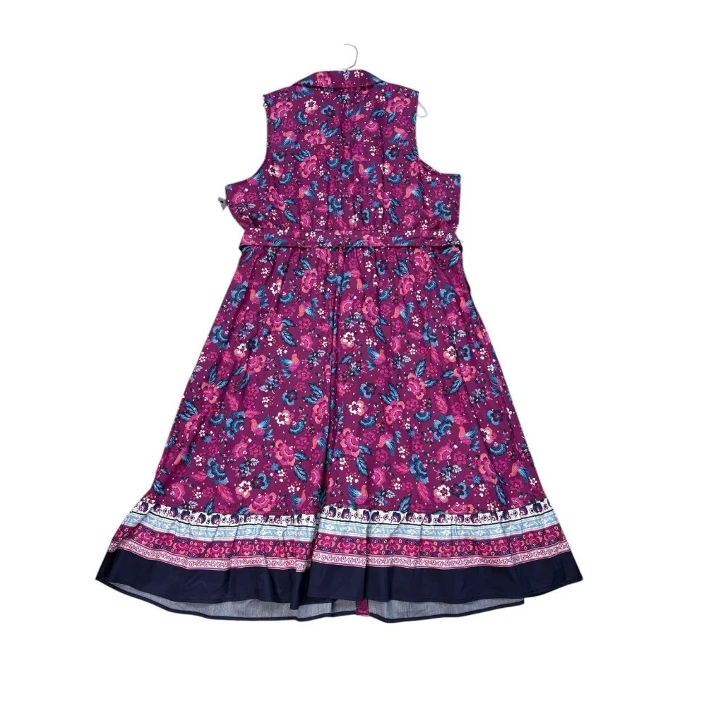 New Lane Bryant Shirt Dress Womens Plus 24 Floral Bird Print Cottagecore Coastal - Image 4
