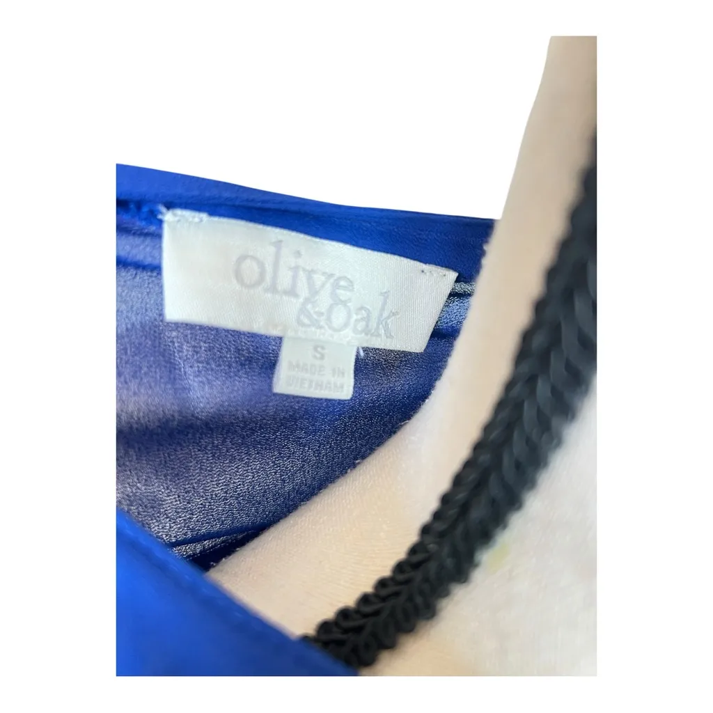 Olive & Oak Vibrant Blue Pleated Front Buttoned Blouse Size S - Image 4