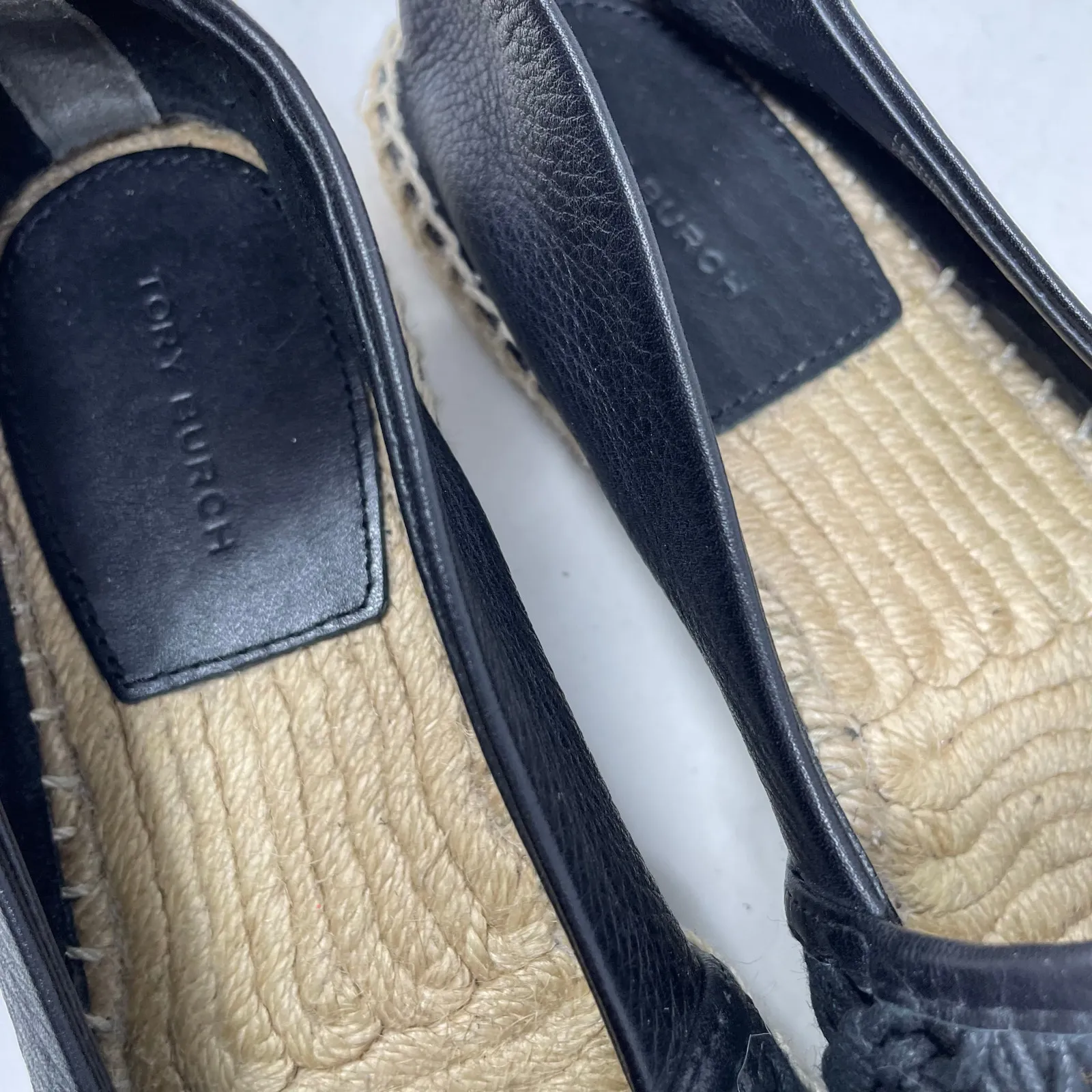 Tory Burch Everly Espadrille Waxed Woven Rope Crochet Shoes Black Leather 7 - Image 13