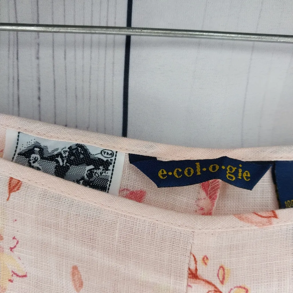 Ecologie 100% Irish Linen Cropped Pink Floral Pants Size 10 - Image 5