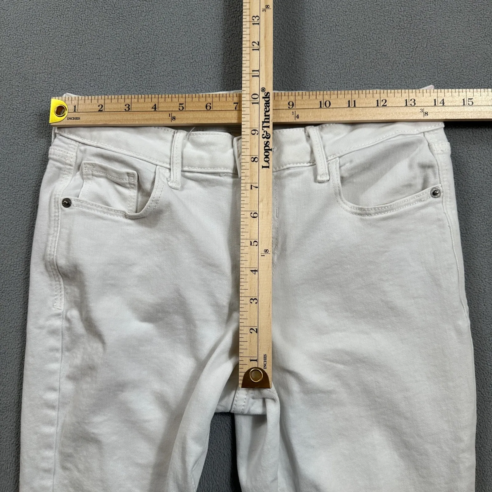 Old Navy Jeans Women White Rockstar Super Skinny Ankle Ripped Distressed Raw Hem - Image 3