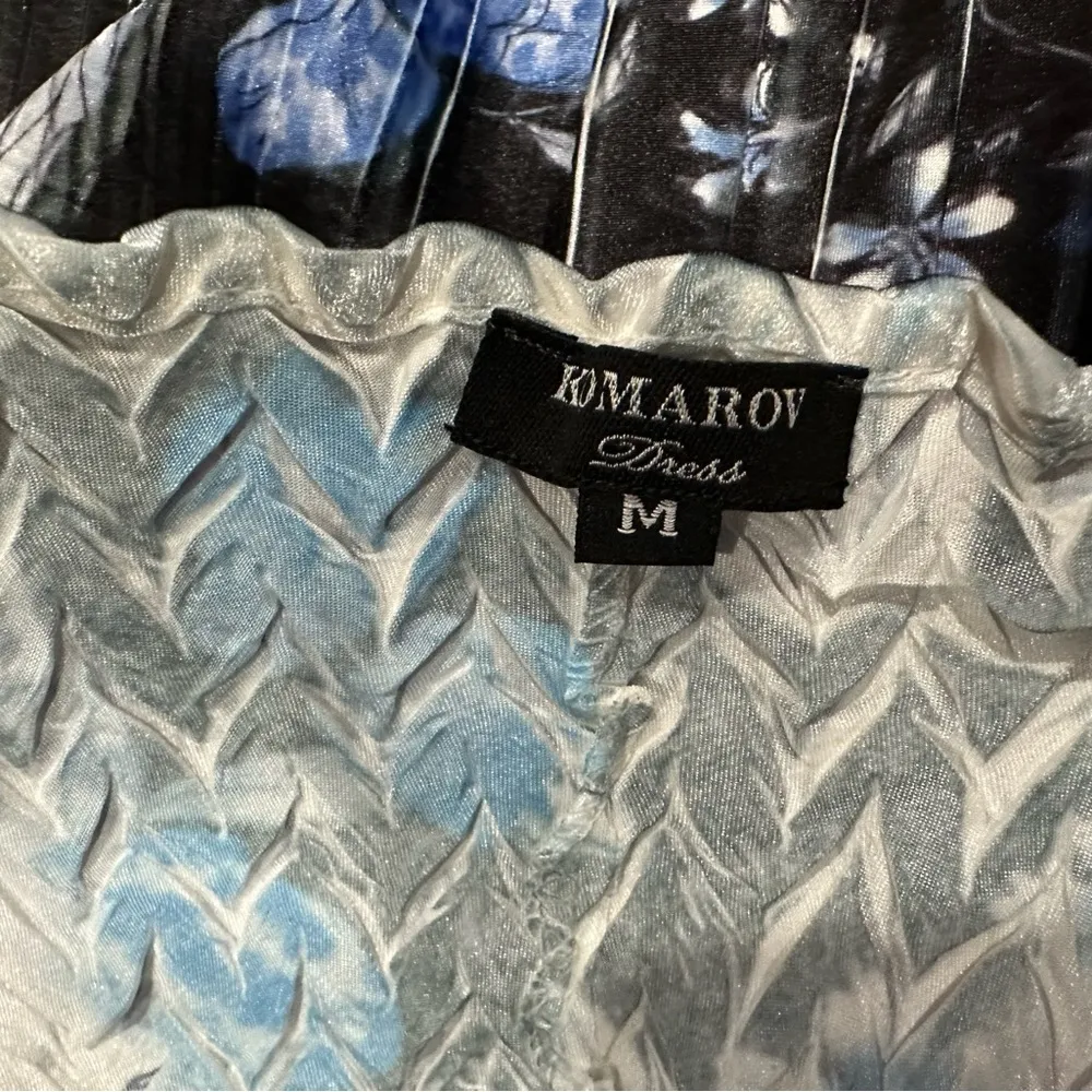 Komarov Long Sleeve Chiffon Midi Dress Blue Garden Medium M - Image 9