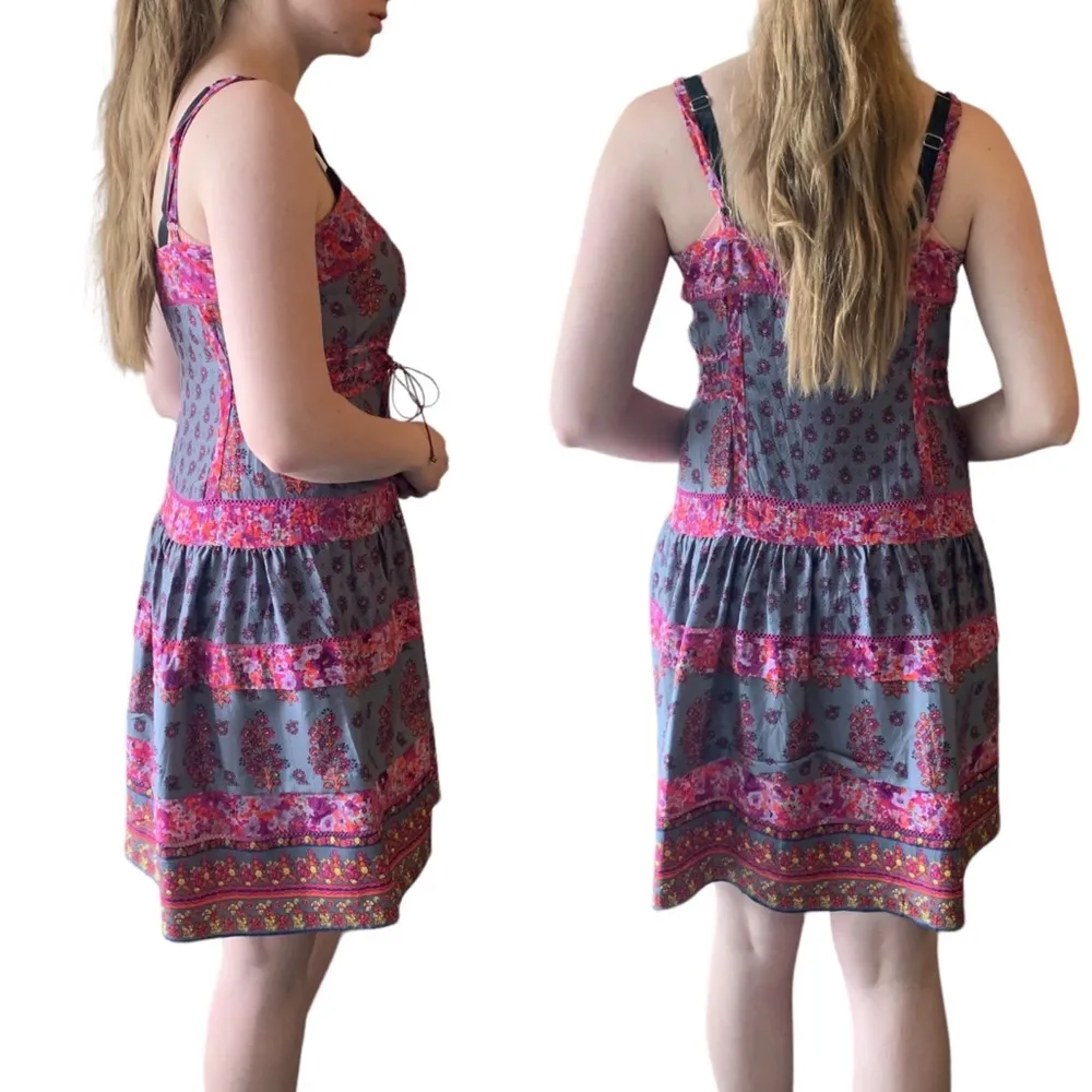 Rebecca Taylor Paisley Floral Mixed Print Silk Patchwork Button down mini dress - Image 6