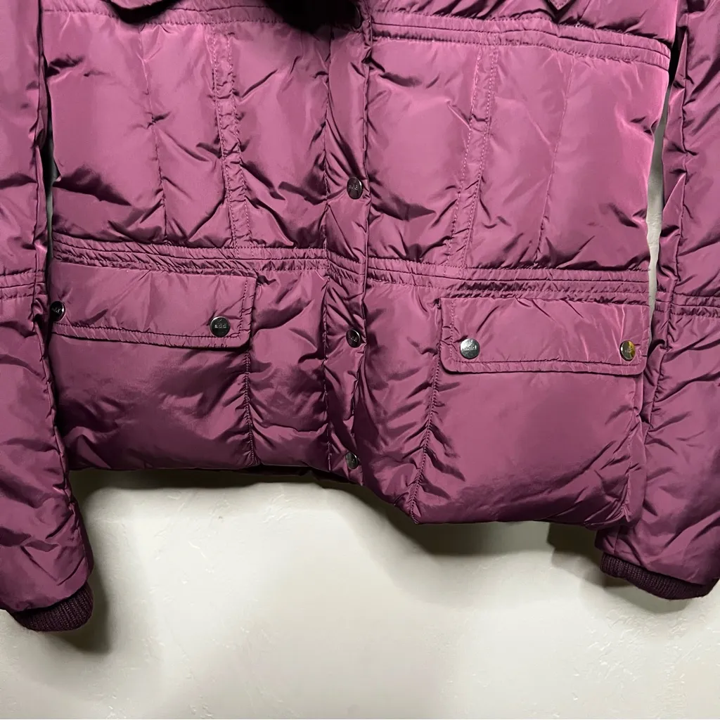 Add Luxury Burgundy Real Down Pillow Neck Puffer Jacket Purple Size 2 - Image 4