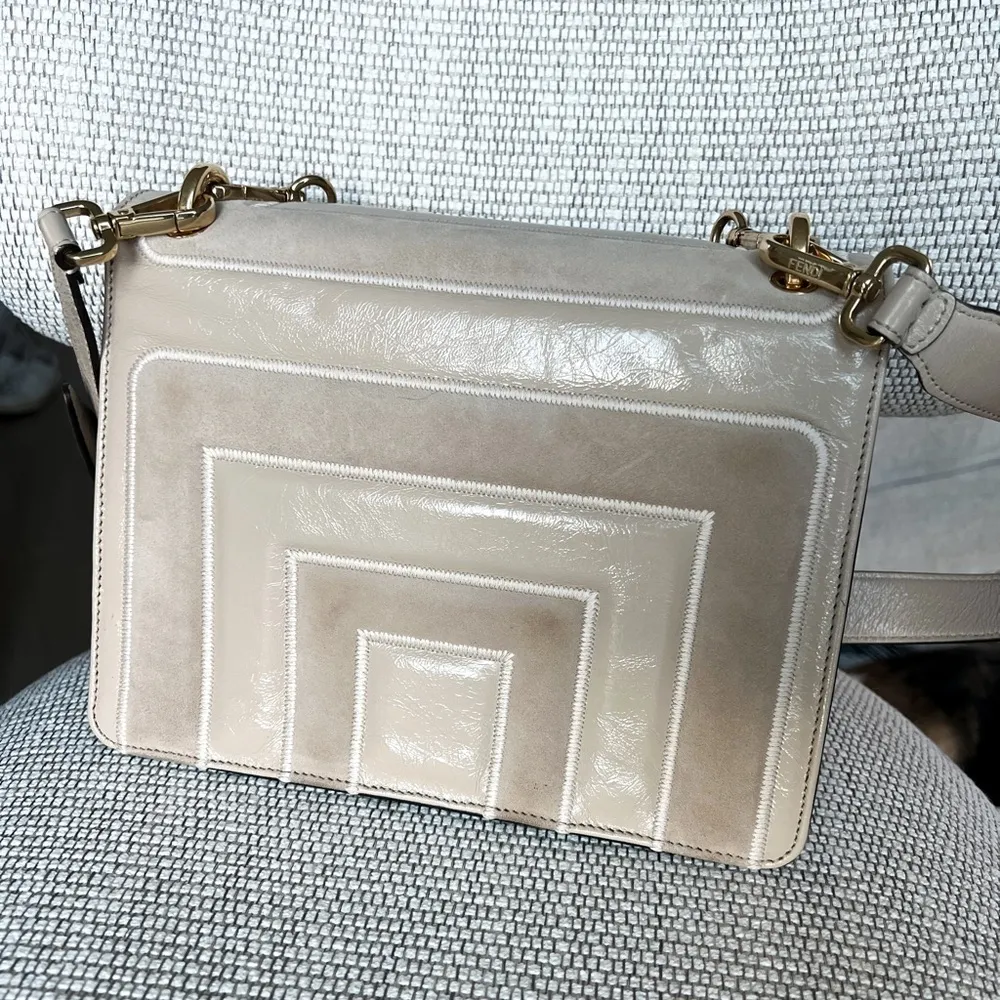Fendi  Embossed Kan U Bag in Nude - Image 2
