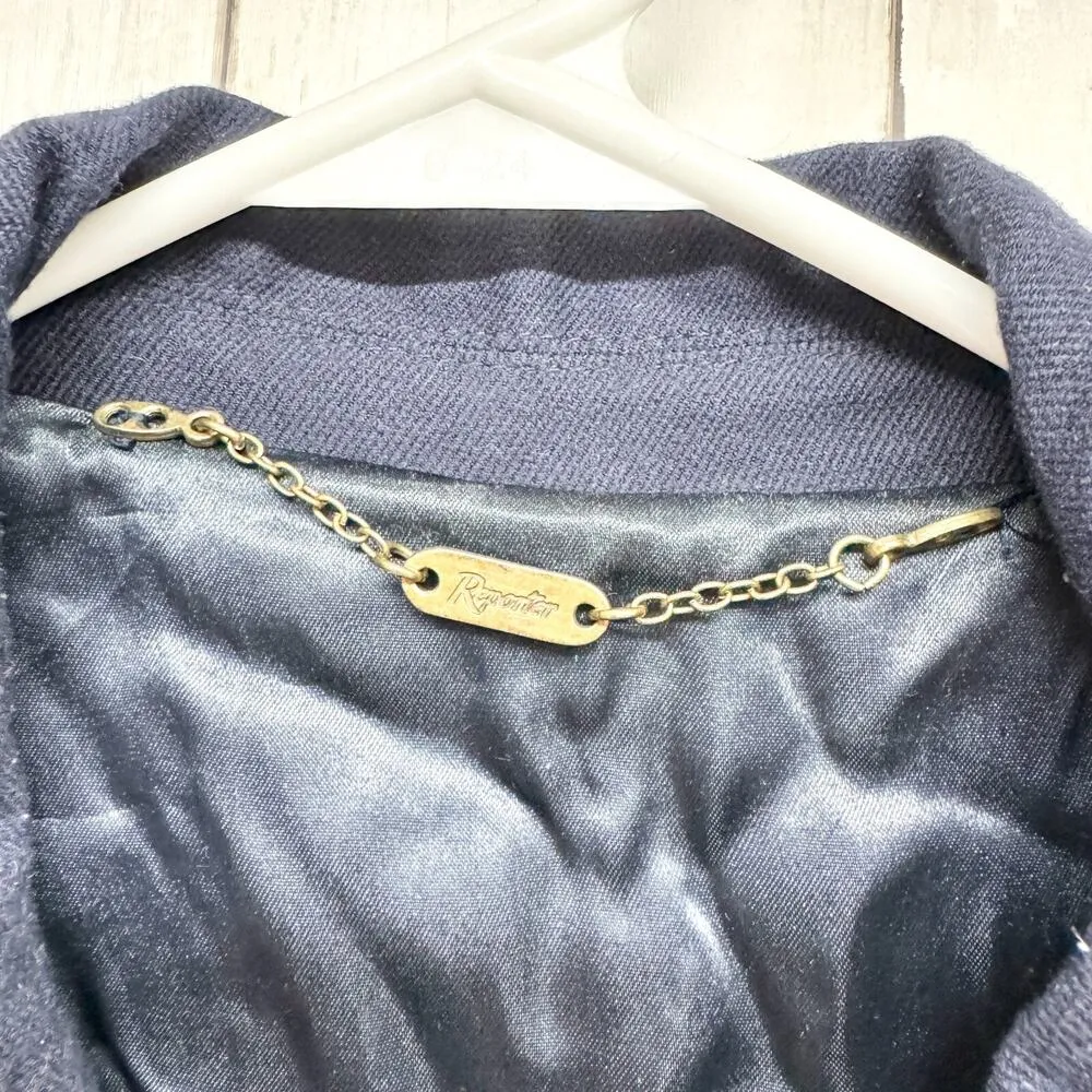 Vintage Reporter Coat Large Navy Collared Button Belted Split Back Long Peacoat Blue - Image 4