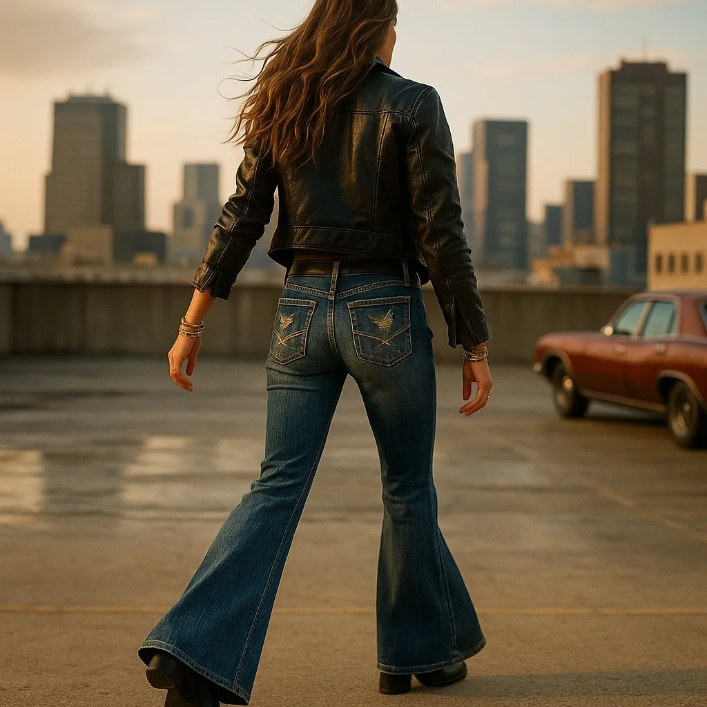 BKE Star Denim Flare Jeans Medium Wash Distressed Back Pockets Sz 29x31.5 - Image 2