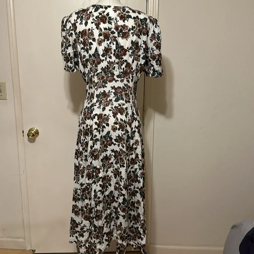 Vintage floral button up midi dress White Size M - Image 4