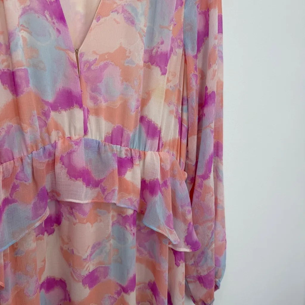 Buddy Love Eden Dazed Maxi Dress Long Sleeve size Large Pink Blue - Image 7