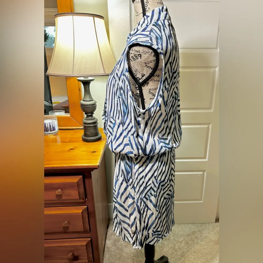 NICOLE MILLER  ARTELIER Sailcloth Striped Self Tie Waist Mini Dress Sz 2 - Image 9