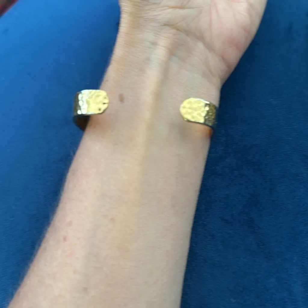 J. Crew Gold Tone Hammered Adjustable Cuff Bracelet - Image 2