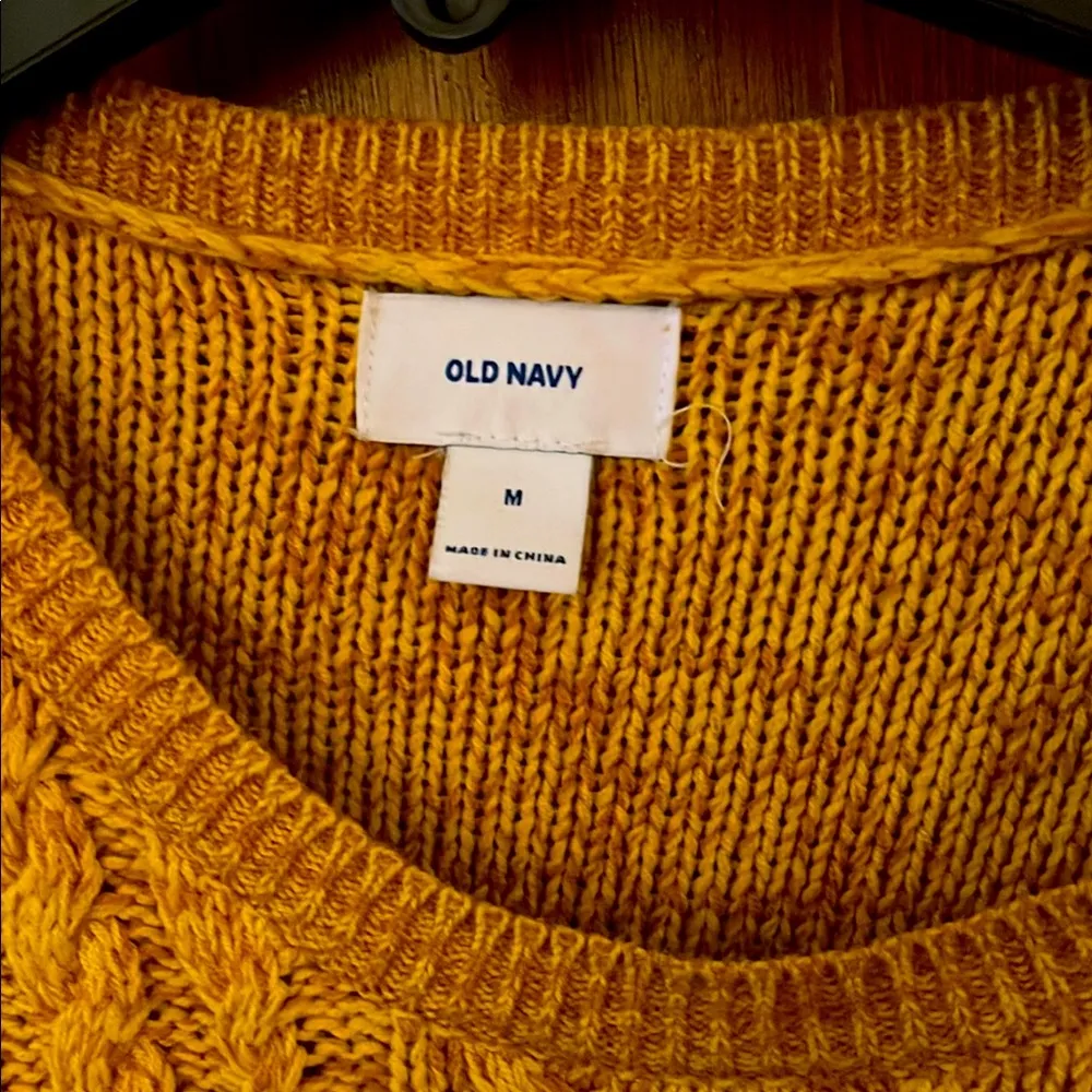 Old Navy Yellow Crew Neck Cable Knit Sweater - Image 3