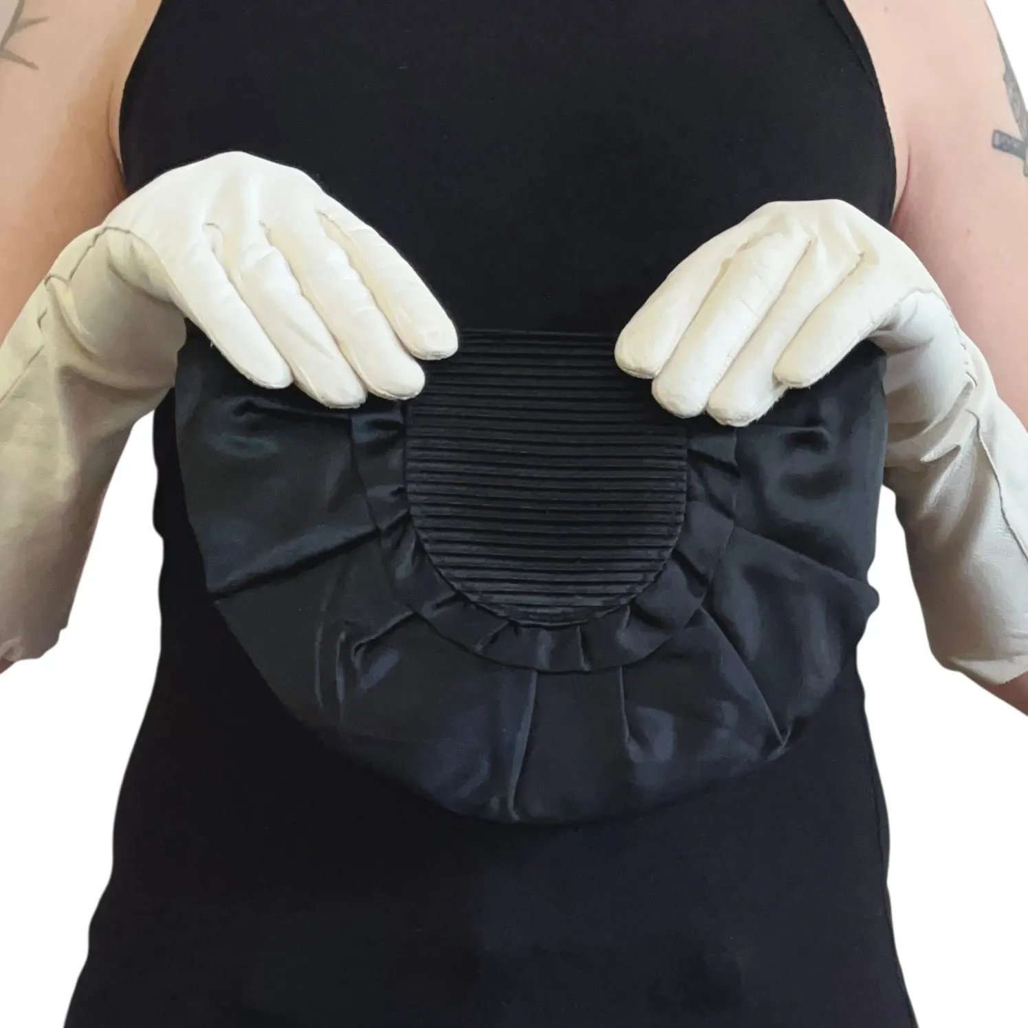 Timmy Woods Beverly Hills Collection Vintage Satin Ruffle Crossbody Evening Bag Black - Image 2