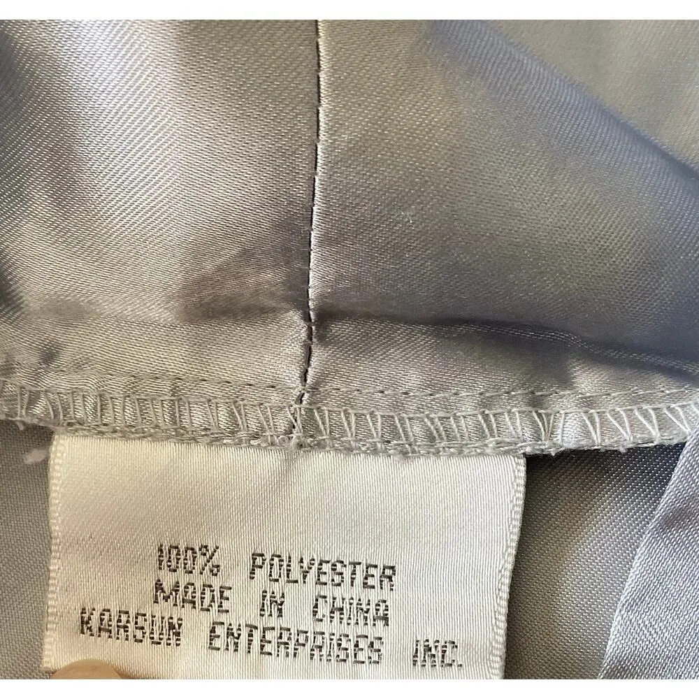 Classic Gray Satin Kimono Short Robe Size M - Image 4