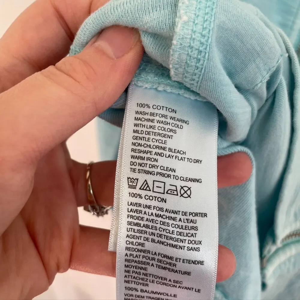 TOMMY BAHAMA Aqua Blue Full Zip Long Sleeve 100% Cotton Lightweight Sweatshirt S - Image 9