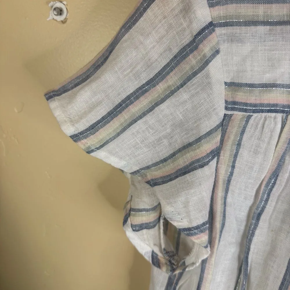 Rails Viera Top Ryland‎ Stripe Size Small Linen Short Sleeve Comfy Top Summer - Image 4
