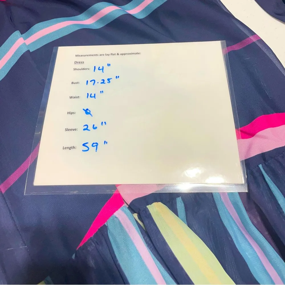 L'ATISTE MULTI COLOR STRIPE ANS FLORAL CHIFFON ROSY MAXI DRESS SIZE: M PINK BLUE - Image 14