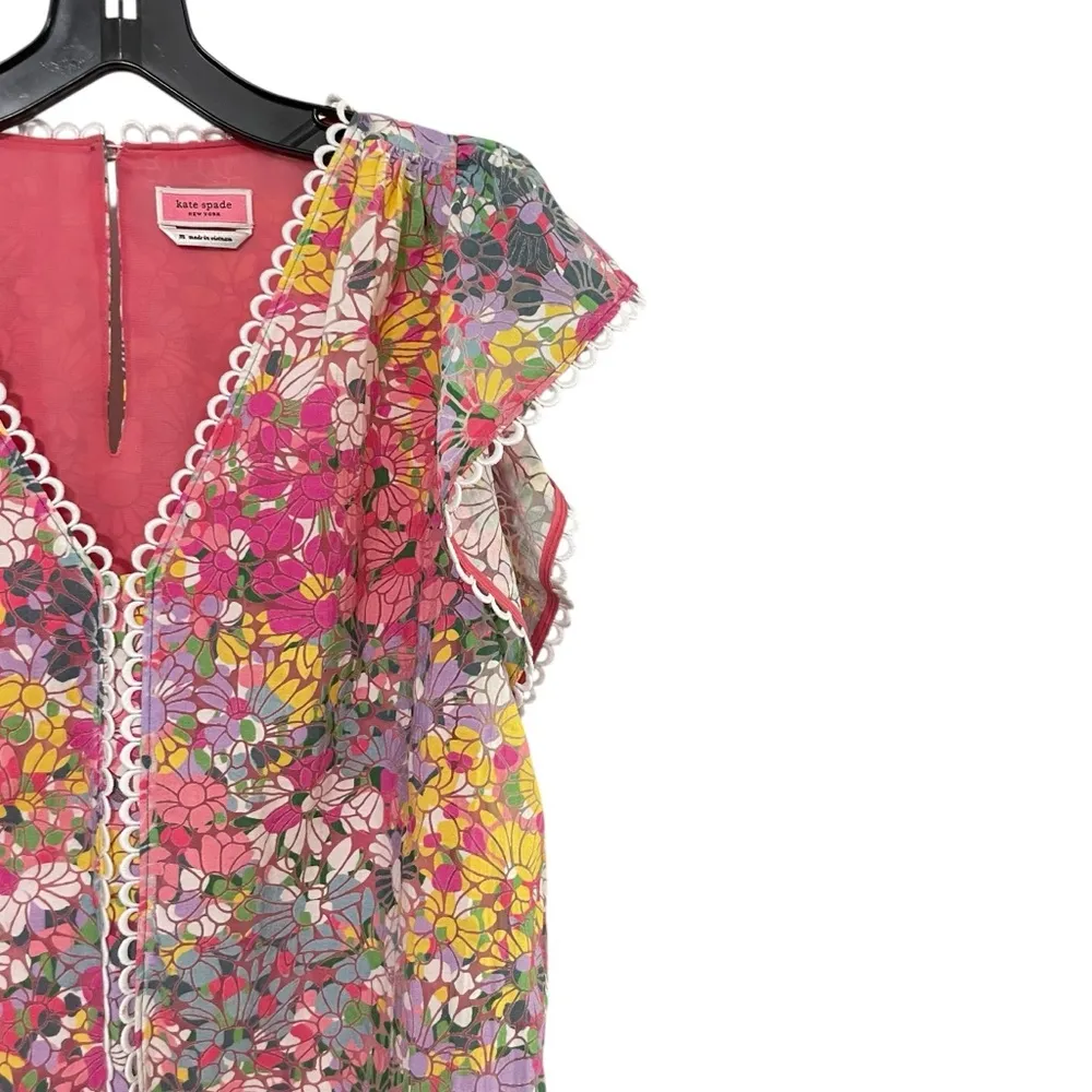 Kate Spade Mainline Floral Dots Burnout Blouse size M - Image 2