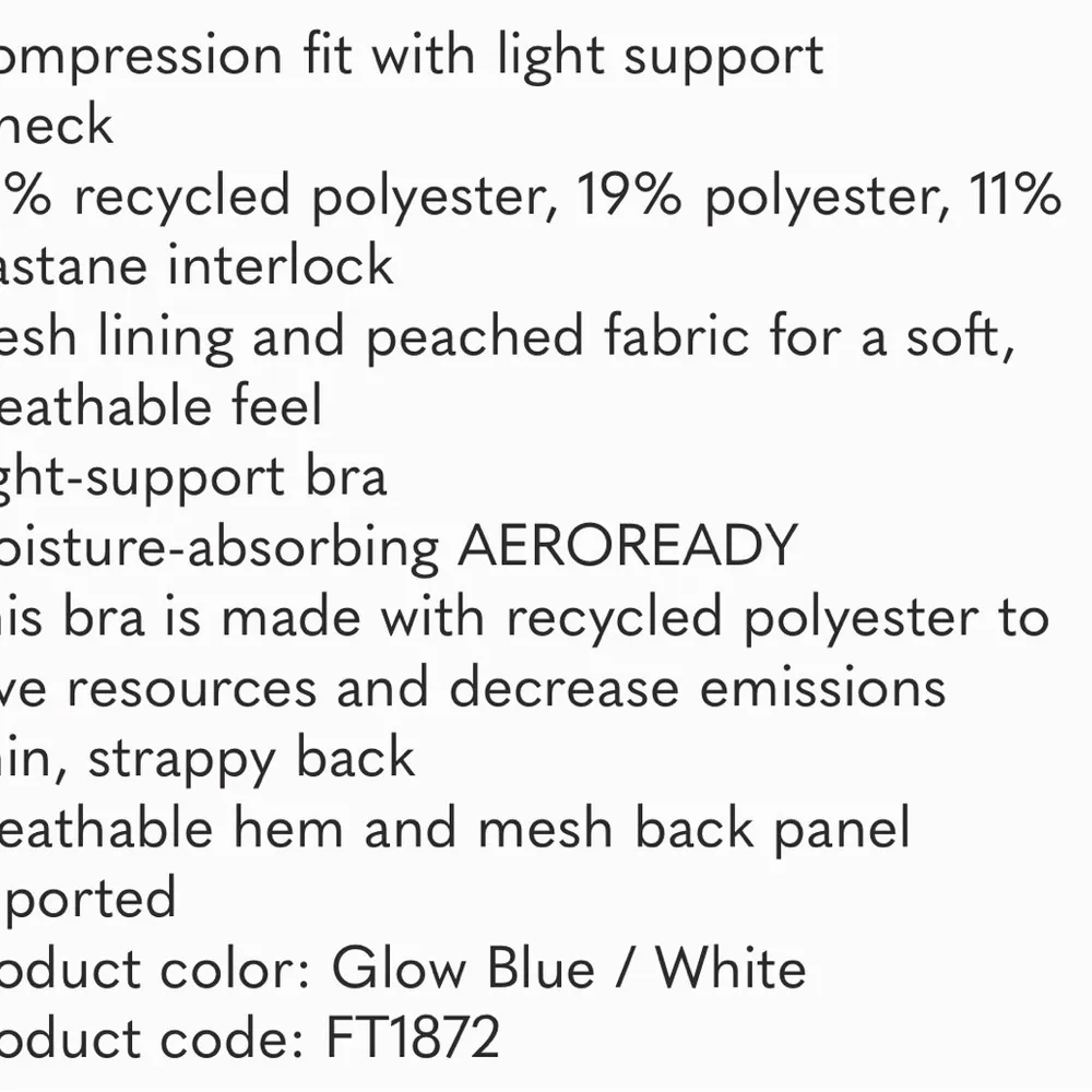 Adidas Sports Bra Athletic Top Blue - Image 4