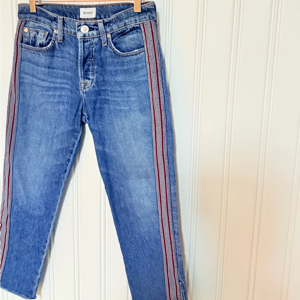 Hudson Relaxed Straight Straight Jeans Luxe Riley Crop Denim Women 25 Button Fly - Image 4